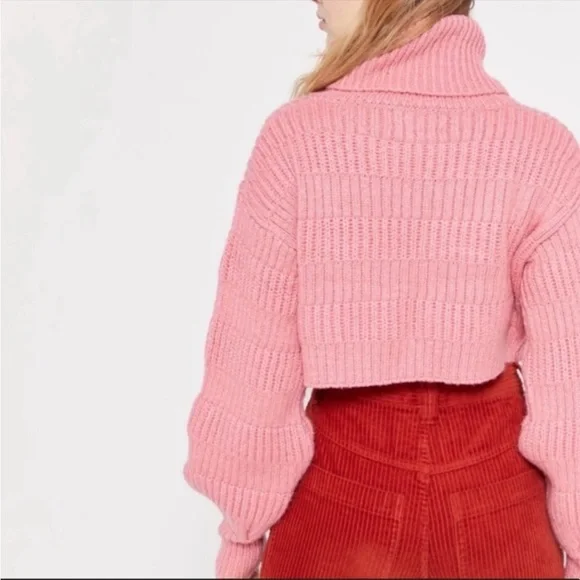 Urban Outfitters Cropped Balloon Sleeve Knit Pullover Sweater in Pink - Picture 3 of 12